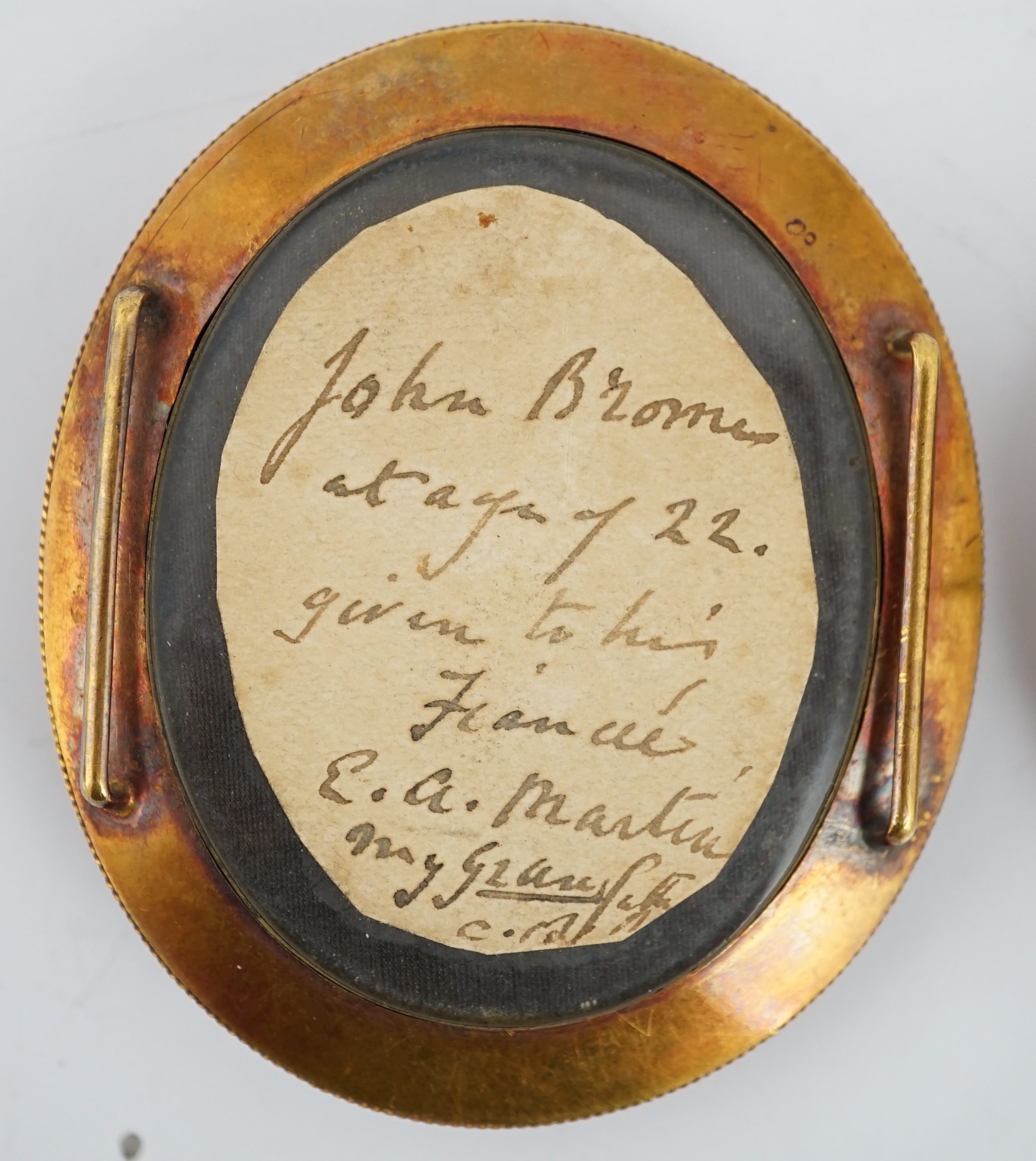 English School circa 1800, Portrait miniatures of John and Elizabeth Brome, oil on ivory (2), 4.6 x 3.8cm. & 3 x 2.3cm. CITES Submission reference 8CK25C1N